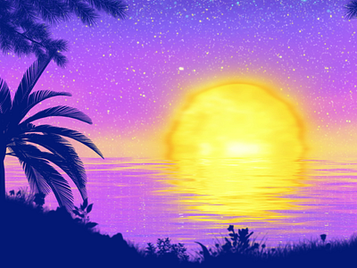 Tropical Sunset landscape Animation