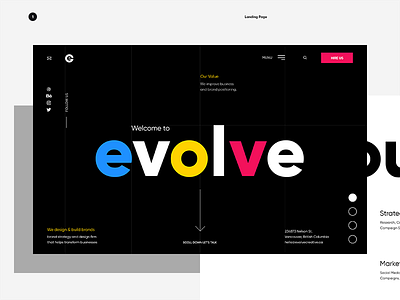 Evolve - Landing Page agency colors designer landing layout page typography ui ux website