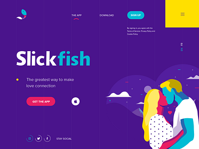 Slickfish - Landing Page app concept app dating app design illustration illustration design interaction interface ios landing product typography ui ux ui ux design vector webdesign website