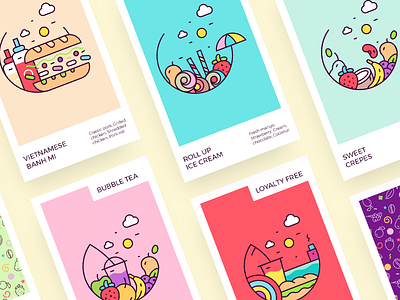 Rollesque - Illustration Set branding colorful art creative design design ice cream icon illustration illustration art illustrator menu design rebranding shop vietnamese