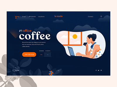 Le Matin - Landing page app branding coffee company concept french graphicdesign illustration illustration art interaction interface landing morning typography ui ux vector webdesign webpage website