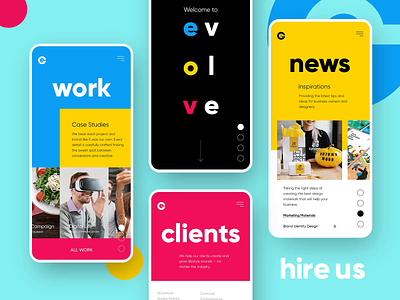 Branding Agency - Mobile Home Page Animation agency anim app branding agency coloful design graphicdesign homepage interaction interface landing page layout logo mobile portfolio typography ui ux webdesign website