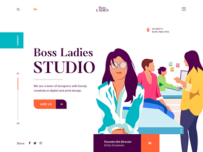 Boss Ladies Studio - Landing Page UI illustrations vector web design website