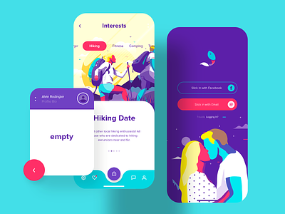 Slickfish Dating App app app design dating app design illustration interaction interface ios app mobile product design ui ux