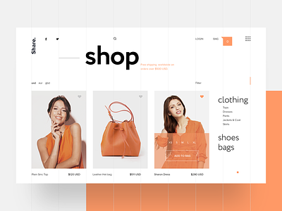 Bikino Sinc - Shop Page UI blog design ecommerce site fashion store interface layout design lifestyle blog typography ui ui design ux web design web designer webdesign webpage website