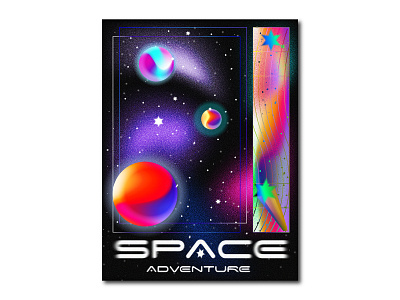 Space Adventure Poster color graphic design illustrator poster vector warmup