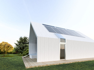 Modular Wooden House 3dmodeling architecture design efficiency energy interiordesign prefabricated render solar panel sustainable