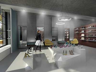 Shoe Store 3dmodeling architecture design efficiency energy france inspiration interiordesign interiordesigning luxury store sustainable