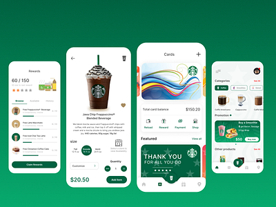 Starbuck Application rEDESIGN coffee gift cards mobile mobile app smoothies starbuck uiux