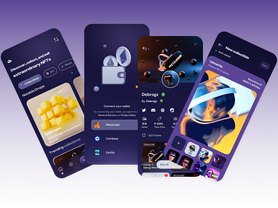 NFT Marketplace mobile application blockchain crypto cryptocurrency iphone mobile app nft ui ui design ux ux design wallet