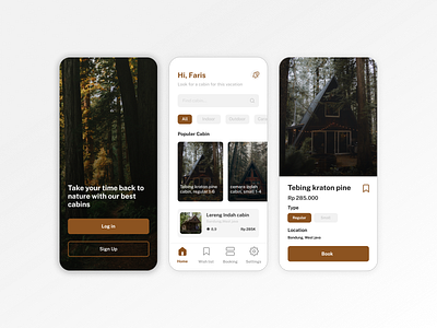 Application for cabin seekers cabin design lodging ui