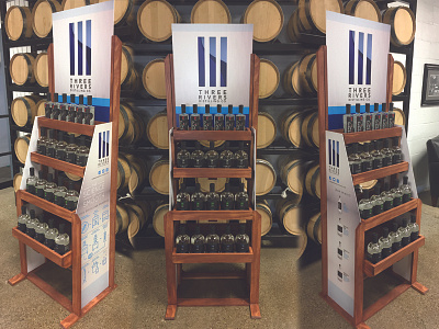 In-Store Display for Three Rivers Distilling Co. branding business to consumer cocktails display distillery liquor spirits