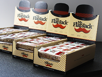 Mr.Flapjack bar ceral english flapjack gentleman hat moustache packaging stripes