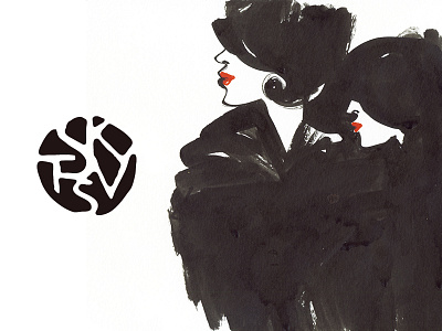 Ink illustration black illustratition ink lady painting raw vintage