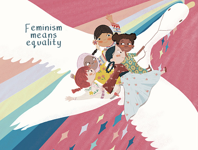 Feminism is equality editorial illustration equality female feminism