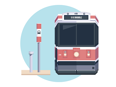 Toronto Transit bus flat illustration red toronto transit