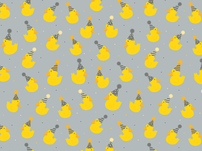 Party Ducks animal baby shower birthday bright cheerful color of the year 2021 confetti cute duckling ducks illustration nursery party party hat pattern quack rubber ducky yellow yellow duck