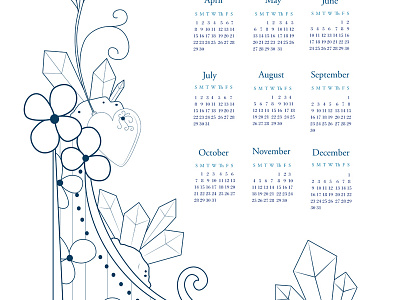 2018 Calendar 2018 calendar calendar crystals decorative filigree flourish flowers gems heart illustration nature rocks