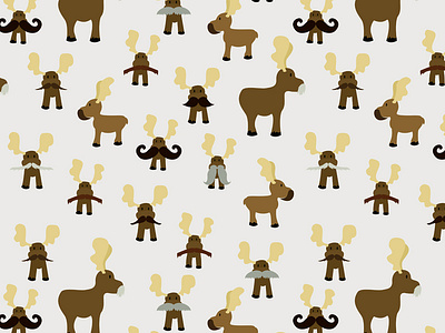 Moosestaches animals antlers cartoon cute cute animals digital facial hair humor illustration joke moose moosestache moosestaches mustache pattern pun repeat pattern terrible pun vector word play