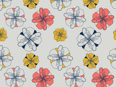 Springtime Floral 2019 color of the year bright circuit color of the year colorful coral floral floral pattern flower illustration flower pattern flowers grey limited palette living coral pattern spring springtime summer vector yellow