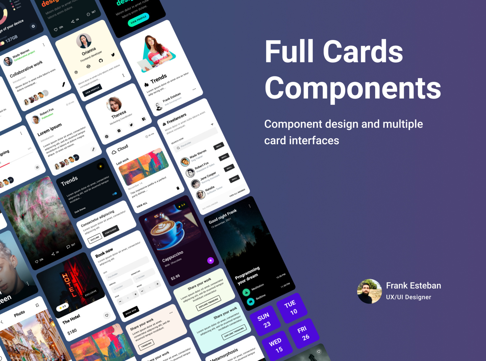 Full cards components by Frank Esteban Isdray on Dribbble