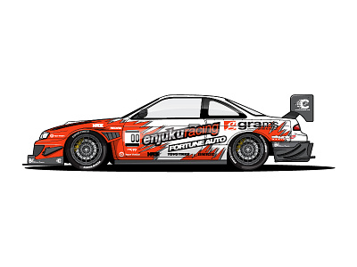 Global Time Attack S14 car illustration livery nissan racecar