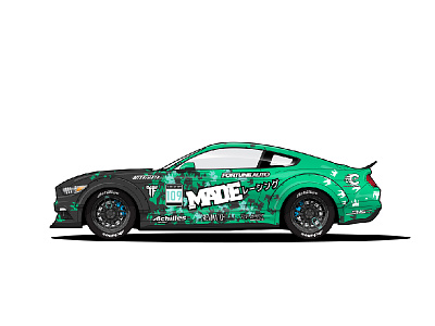 2016 Ford Mustang - Drift Machine car drift driftcar ford green illustration livery mustang racecar sideways teal white