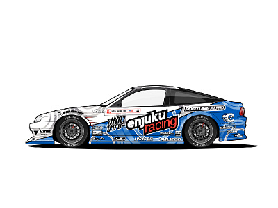 Enjuku Racing S13.4 - Drift Machine 240sx blue car drift driftmachine illustration nissan racecar s13 white