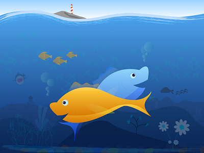 Under water life illustration digital art digital painting fish fish illustration sea illustration under water illustration