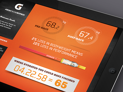 Gatorade interface ipad performance racing slider sports statistics ui