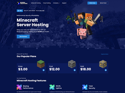 Minecraft Game Servers For Sphero Solutions game games host hosting minecraft server ui ux web whmcs