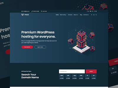 Phox - Responsive Hosting WordPress Theme envato host hosting themeforest ux whmcs wordpress