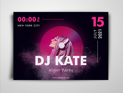 DJ party banner colors design girl graphick music night party powder ui