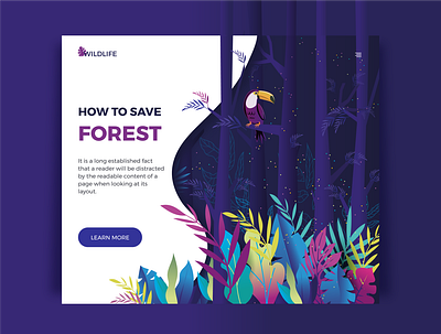 Save Forest crow design forest gradient graphic illustration purple save sheet tree ui