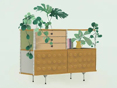 Eames Sideboard eames furniture illustration plants sideboard