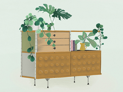 Eames Sideboard eames furniture illustration plants sideboard