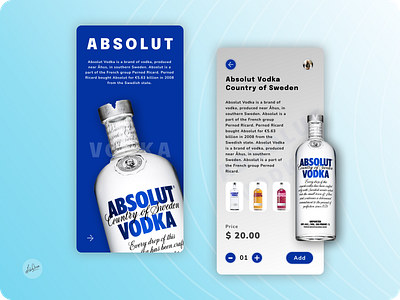 Product Design absolut app design eminance inspired mobileapp ui ux vodka