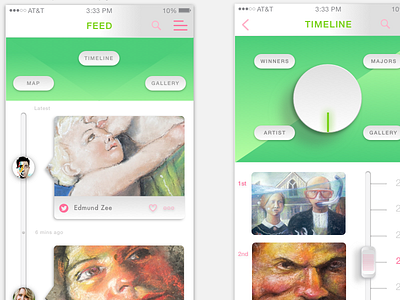 Timeline feed buttons cards experience feed gradient interactions interface modern timeline ui ux