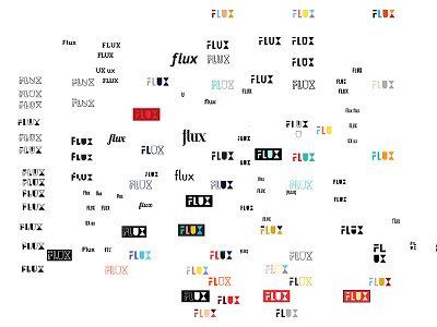 Flux process brand custom design exploration flux identity logo options process type typography word mark