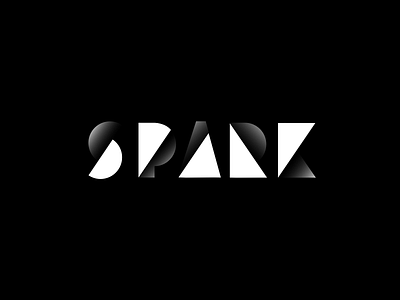 Spark black geometric gradient identity logo minimal modern projection simple spark typography white