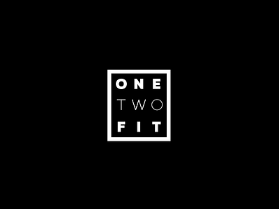 one two fit black bold brand dark identity logo minimal modern simple square typography white