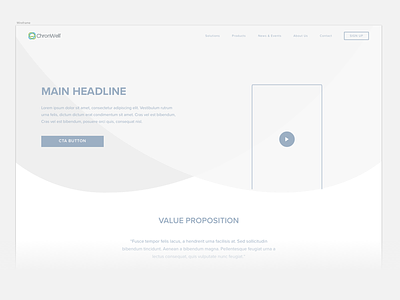 Chronwell Wireframes cta desktop grey interface low fidelity ui ux video website white white space wireframes