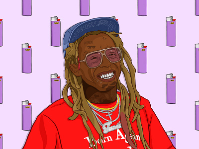 Weezy born again chains character christian dior diamonds digital drawing gold grill illustration lighter lil wayne music new orleans portrait rap rapper sunglasses tha carter tunechi weed