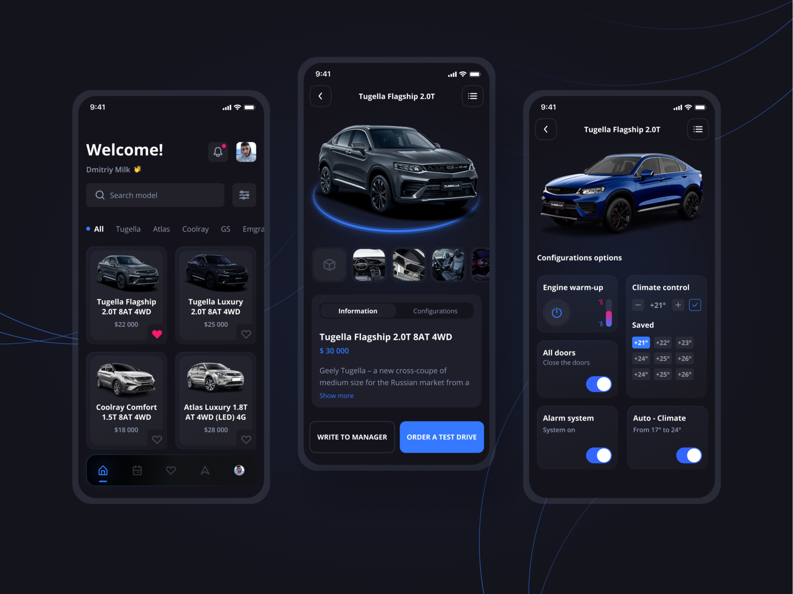 UI/UX Mobile App for testing new cars by Dmitriy Molochko on Dribbble