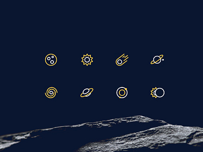 Space icon set cosmos design graphic design icon iconography illustration line logo planet space vector