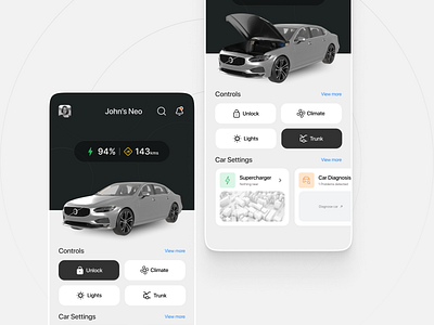 Electric Car smart app concept concept design electric car ev app smart car smart car ui tesla ui ui design