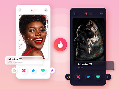 Neumorphic Tinder App app concept dark theme dating hot like minimal neumorphic neumorphism pink tinder ui uidesign valentine