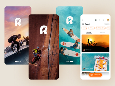 Share your activity app application application design bright climbibg colors concept design orange skateboard social social network sport surfing travel trending trends ui uidesign yacht