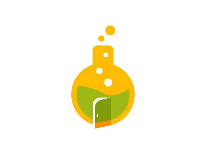 Welcome To Lab Icon identity branding brand green yellow icon logo lab science beaker welcome