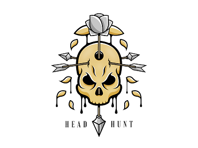 Head Hunt arrow flower head hunt illustration pencil process skull